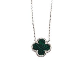 Imagem do produto Colar cleef malaquita 40cm cravejado de zircônias de 15mm em prata 925