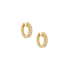 Imagem do produto Brinco argola click pequeno com filete de zircônias em prata 925 folheado a ouro 18k