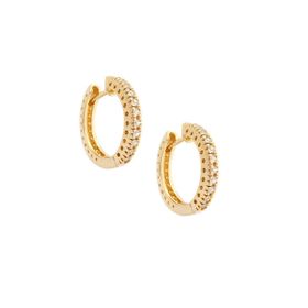 Imagem do produto Brinco argola click com filete de zircônias em prata 925 folheado a ouro 18k