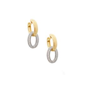 Imagem do produto Brinco argola click com pendente cravejado de zircônias em prata 925 folheado a ouro 18k