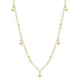 Imagem do produto Colar 40cm estrelas intercaladas com pontos de luz folheado a ouro 18k