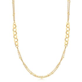 Imagem do produto Colar 40cm malha dupla de bolinhas com detalhes em elo português folheado a ouro 18k