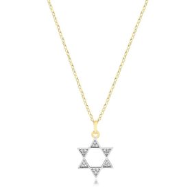 Imagem do produto Colar 40cm com pingente estrela de davi 2cm cravejado de zircônias folheado a ouro 18k