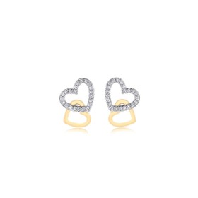 Imagem do produto Brinco corações liso e cravejado de zircônias folheado a ouro 18k