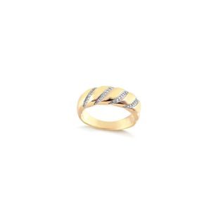 Imagem do produto Anel liso texturizado com filetes de zircônias folheado a ouro 18k