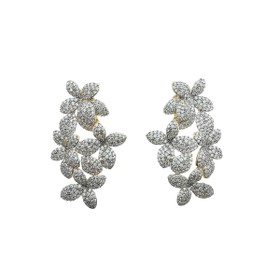 Imagem do produto Brinco longo pétalas cravejadas de zircônias folheado a ouro 18k