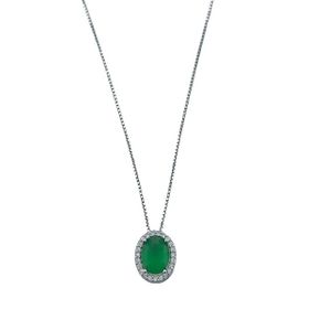 Imagem do produto Colar esmeralda cravejado com zircônias em prata 925 folheado a ródio