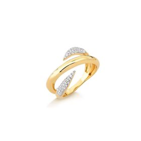 Imagem do produto ANEL ARO LISO E ARO ABERTO CRAVEJADO DE ZIRCÔNIAS FOLHEADO A OURO 18K