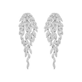 Imagem do produto Brinco Radiance festa folhas cravejadas em cascata Prata 925