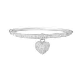 Imagem do produto Pulseira Radiance algema cravejada com pingente coração Prata 925