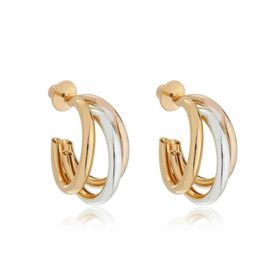 Imagem do produto Brinco Argola Maxi Tripla Mix de Banhos Polida Folheado a Ouro 18k