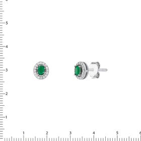 Imagem do produto Brinco Radiance oval pequeno com zircônia central verde esmeralda e cravejado de zircônias Prata 925