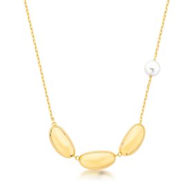 Imagem do produto Colar com formas orgânicas lisa e uma pérola folheado a ouro 18k