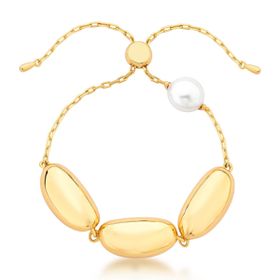 Imagem do produto Pulseira com formas orgânicas lisa e uma pérola folheado a ouro 18k