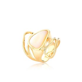 Imagem do produto Anel polido com detalhes vazado folheado a ouro 18k
