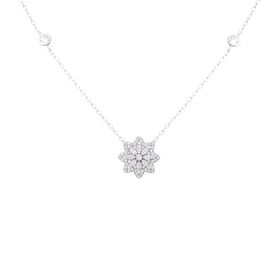 Imagem do produto Colar com pontos de luz e pingente flor cravejado de zircônias Prata 925