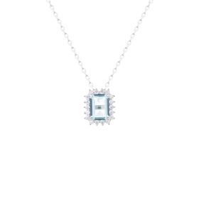 Imagem do produto Colar retangular aqua com zircônias em volta Prata 925