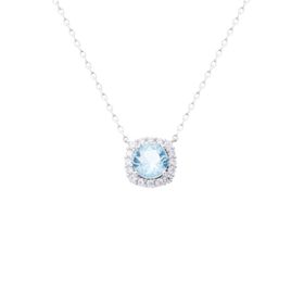 Imagem do produto Colar com pingente redondo aqua com zircônias em volta Prata 925