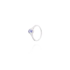 Imagem do produto Anel redondo cristal tanzanita com aro cravejado de zircônias Prata 925