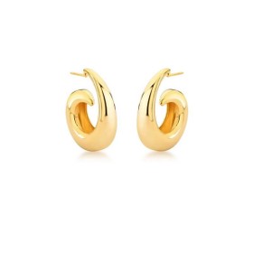 Imagem do produto Brinco meia argola em espiral polido folheado a ouro 18K