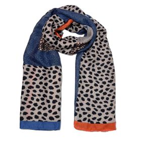Imagem do produto Xale 100% poliester animal print azul-laranja 180X90 cm