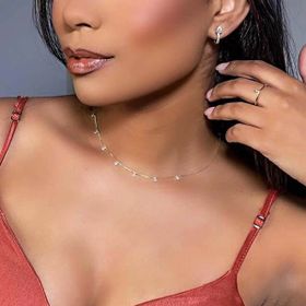 Imagem do produto Colar choker veneziana com gotas de cristais folheado a Ouro 18