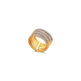 Imagem do produto Anel Stelle 7 elos com aro cravejado folheado a Ouro 18k
