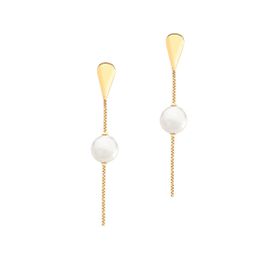 Imagem do produto Brinco Base Gota com Fio e Pérola Folheado a Ouro 18K