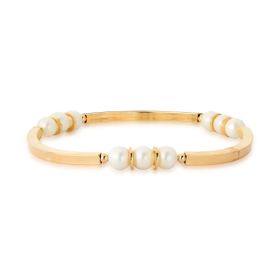 Imagem do produto Pulseira tubos quadrados e pérolas folheada a ouro 18k