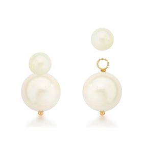 Imagem do produto Brinco pérolas shell dois em um com base removível folheado a ouro 18k