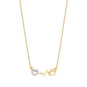 Imagem do produto Colar patinha e coração Stelle cravejado de zircônia folheado a ouro 18k