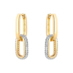 Imagem do produto Brinco argola click Stelle com elo cravejado de zircônia folheado a ouro 18K