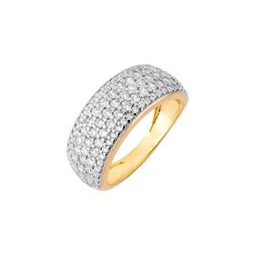 Imagem do produto Anel largo Stelle crevejado de zircônias folheado a ouro 18k