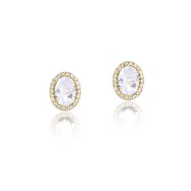 Imagem do produto Brinco oval madreperola cravejado de zircônia folheado a ouro 18k