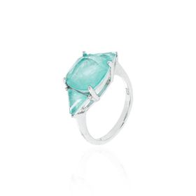 Imagem do produto Anel quadrado ocean 10mm com pedra triangular nas pontas prata 925