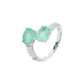 Imagem do produto Anel Ocean Solitário Paraiba Aro Cravejado de Zircônias Prata 925
