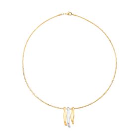 Imagem do produto Colar aro com três pingentes orgânicos mix de banhos folheado a ouro 18K