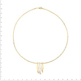 Imagem do produto Colar aro com três pingentes orgânicos mix de banhos folheado a ouro 18K