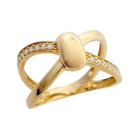 Imagem do produto Anel Nó polido e cravejado com zircônias em prata 925 folheado a Ouro 18K