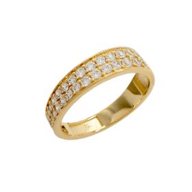 Imagem do produto Anel meia aliança com dupla cravação de zircônias em prata 925 folheado a ouro 18k