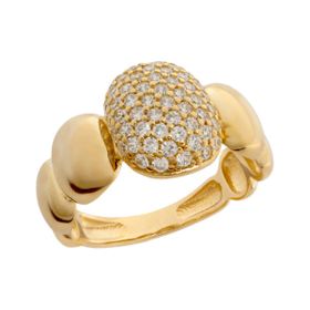Imagem do produto Anel em Gomos polida cravação de Zircônias em Prata 925 folheado a Ouro 18K