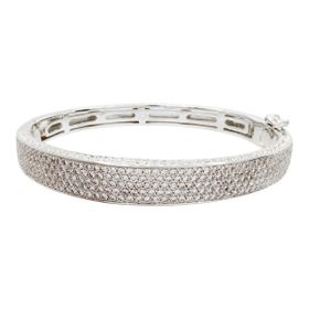 Imagem do produto Pulseira grande com zircônias externas e interior trabalhado em prata 925