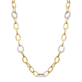 Imagem do produto Corrente elo português com elos cravejados de zircônias em prata 925 folheado a ouro 18K