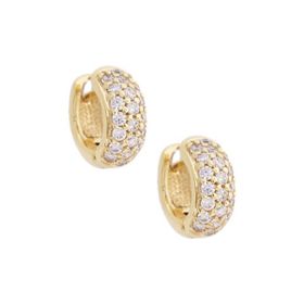 Imagem do produto Brinco argola meia cravejada e polida em prata 925 folheado a ouro 18K