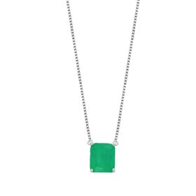 Imagem do produto Colar veneziana malha fina com Cristal quadrado Verde esmeralda em prata 925