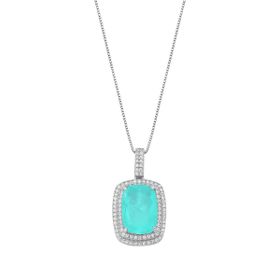 Imagem do produto Colar ocean malha veneziana pingente com cristal verde paraiba cravejado de zircônias em prata 925