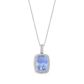 Imagem do produto Colar malha veneziana pingente quadrado com cristal roxo tanzanita cravejado de zircônias em prata 925