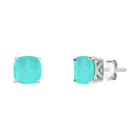 Imagem do produto Brinco Ocean pequeno com cristal quadrado Azul Paraíba em prata 925