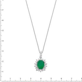 Imagem do produto Colar com malha veneziana pingente oval com cristal verde esmeralda cravejado de zircônias em prata 925