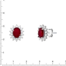 Imagem do produto Brinco Maçã do Amor pequeno com cristal oval central vermelho Rubi cravejado de zircônias em prata 925